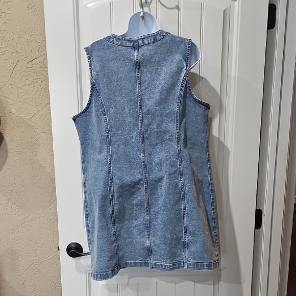 Frye Light Blue Denim Button-Front Mini Dress - Picture 3 of 8
